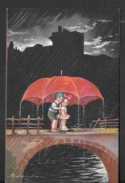 RARA CARTOLINA BAMBINI FIRMATA COLOMBO ediz. DEGAMI 1743