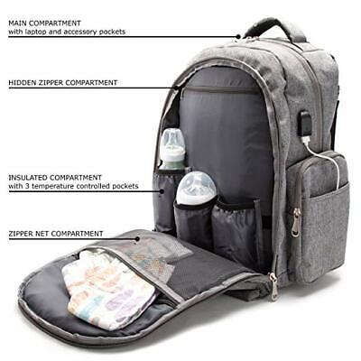 Diaper Backpack Multi-Functional Baby Bag for Women and Men, USB Charging Access