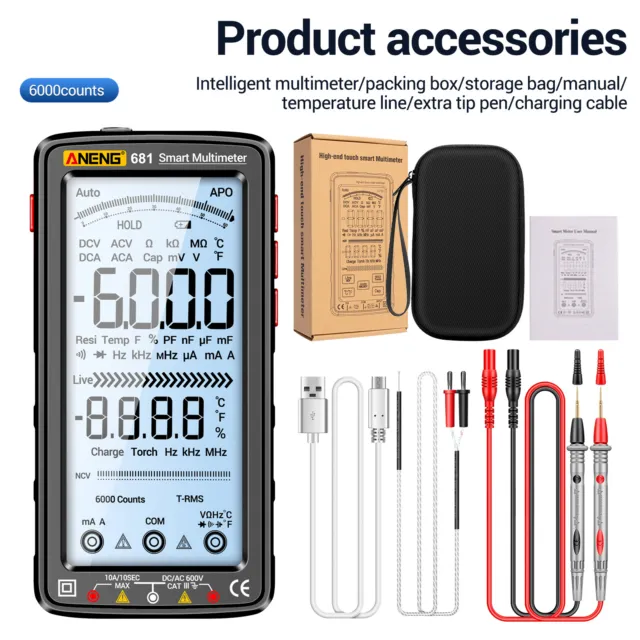 ANENG 5 Zoll Großes LCD Messgerät Digital Multimeter 6000 Counts NCV Tester H2Z4