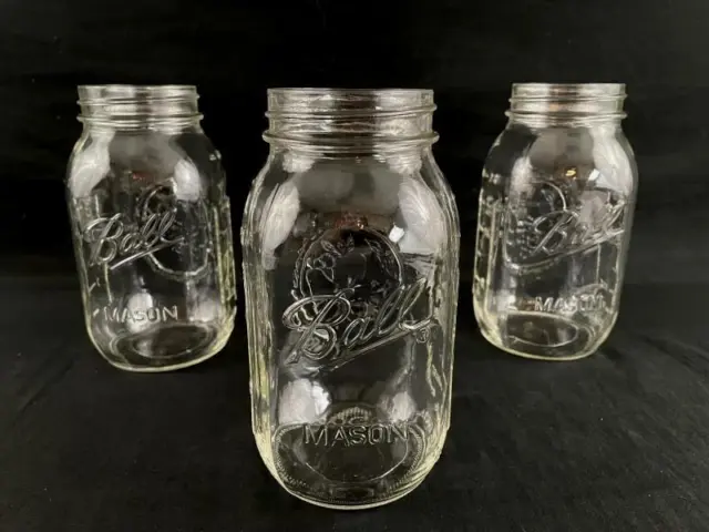 Lot of 3 Vintage Ball Mason Jars 3 Cups 24 Ounces No Lids Clear Glass Mold 51