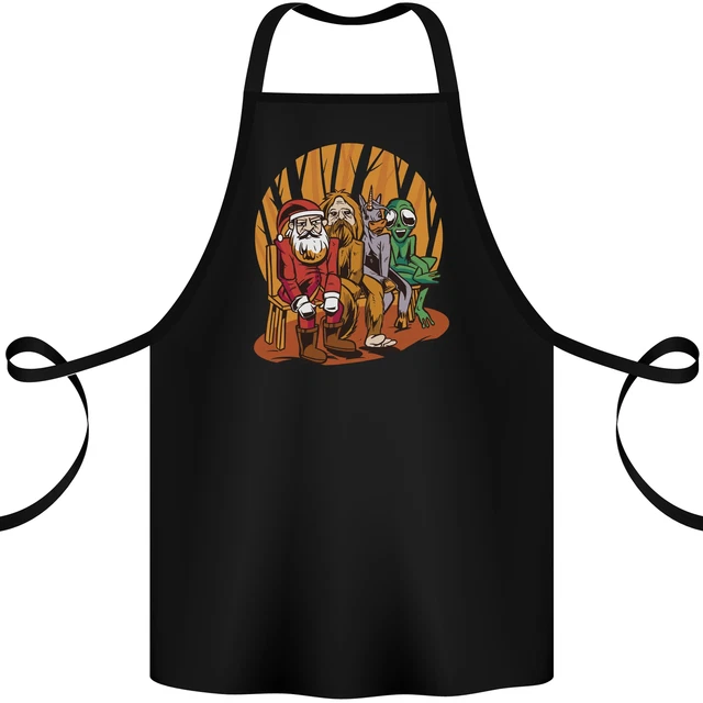 Christmas Santa Claus Bigfoot Unicorn Alien Cotton Apron 100% Organic