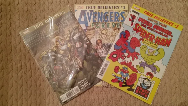 True Believers Lot-Age Of Ultron #1/Avengers Forever #1/Marvel Tails #1-Bagged