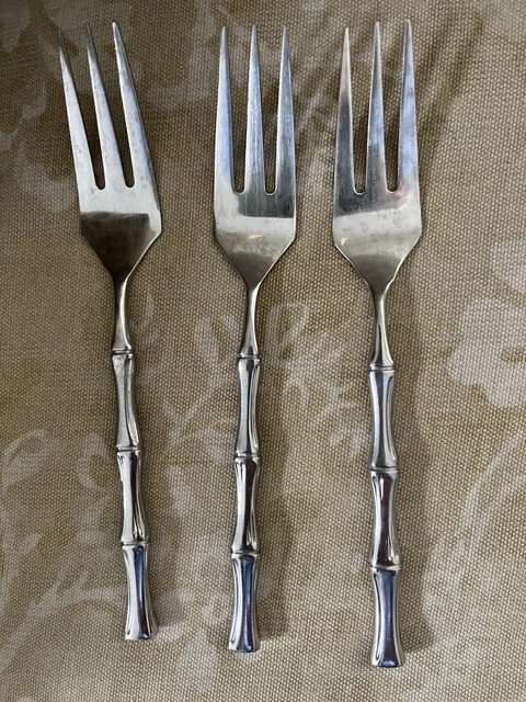 3 toallas Supreme cubiertos de acero inoxidable bambú (satén) 6 5/8" tenedores para ensaladas
