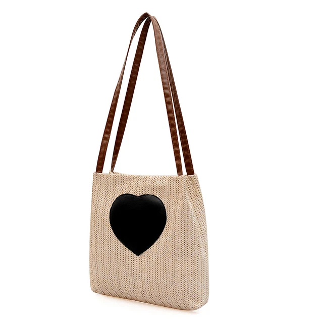 Summer Love Straw Woven Handbags Women Knitted Bucket Shoulder Bag (Beige) Hot 8