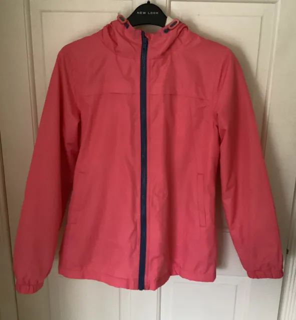 Next Girls Fleece Lined Coat Aged 11-12 Years Coral Colour VGC