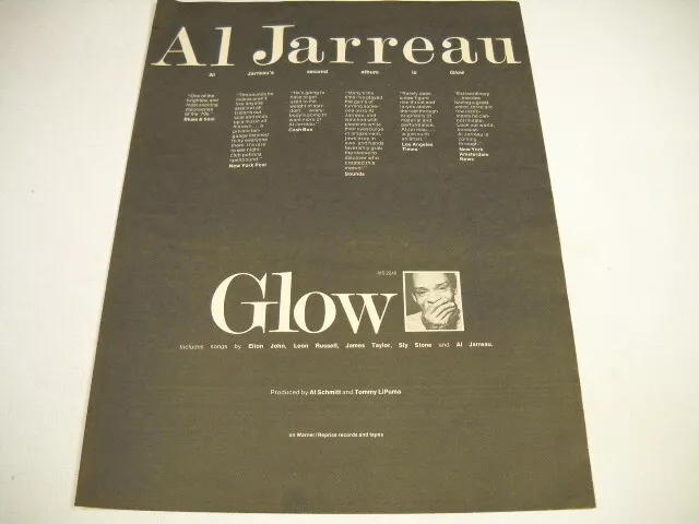 AL JARREAU his second album is GLOW original 1976 Promo Display Ad