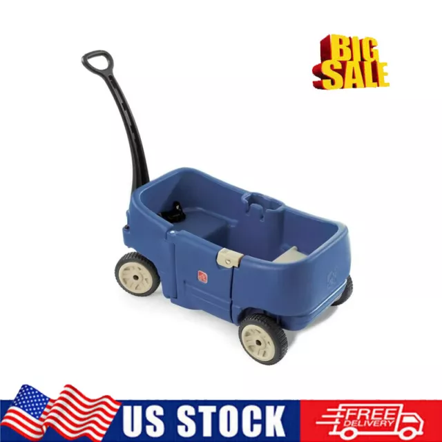 Wagon for Two Plus Blue Foldable Wagon for Kids with Seats Quiet-ride Wheels New