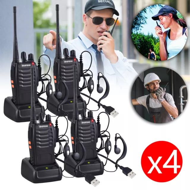 UK 4PACK Baofeng Walkie Talkie 2Way BF-888S Radio Long Range 16CH UHF 400-470MHZ