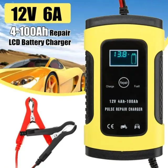 Chargeur de batterie intelligent 12V charge rapide écran LCD voiture moto camion