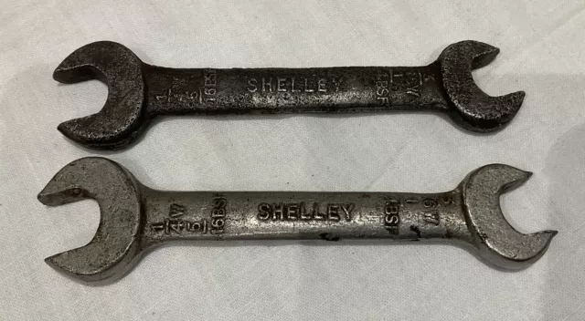 2 Vintage Used Shelley Spanner Wrench Tool Kit Roll Classic Car Auto 1/4 3/16 W