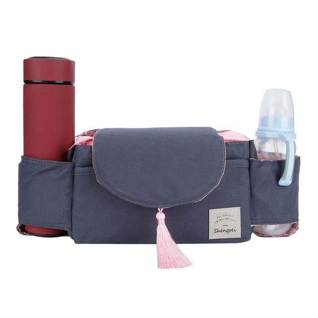 (Pompon Rose)Baby Stroller Hanging Bag Organizer Universal Cup Holder Storage HG