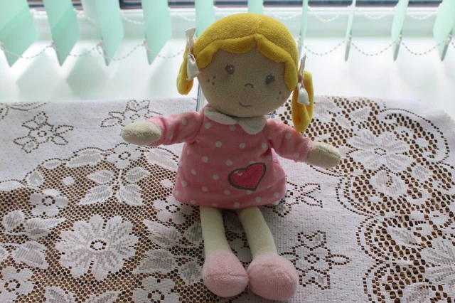 SAINSBURY’S RAG DOLL Pink Spotty Heart Dress Plush Comforter Hug Soft ...