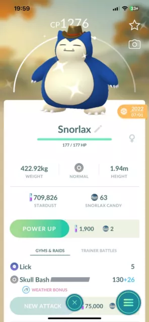 Shiny Cowboy Hat Snorlax Female Costume - Trade Registered - Read Description
