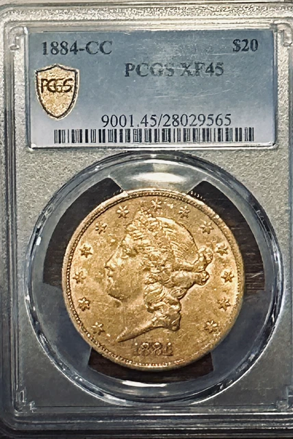 1884-CC PCGS XF45 And 1852-p Au58 PCGS $20 Dollar Gold Liberty Coins Auction-