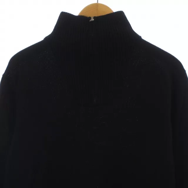 Ps Paul Smith Half Zip Knit Sweater Long Sleeve High Neck Wool L Black /Aq Gy35 3