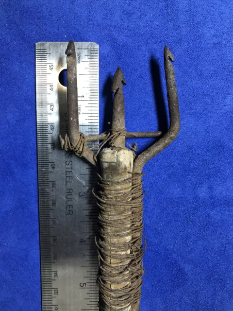 Antique Iron Fishing Eel Frog Gig hand forged whale harpoon 3 prong With Cane Antique Iron Fishing Eel Frog Gig hand forged whale harpoon 3 prong With Cane