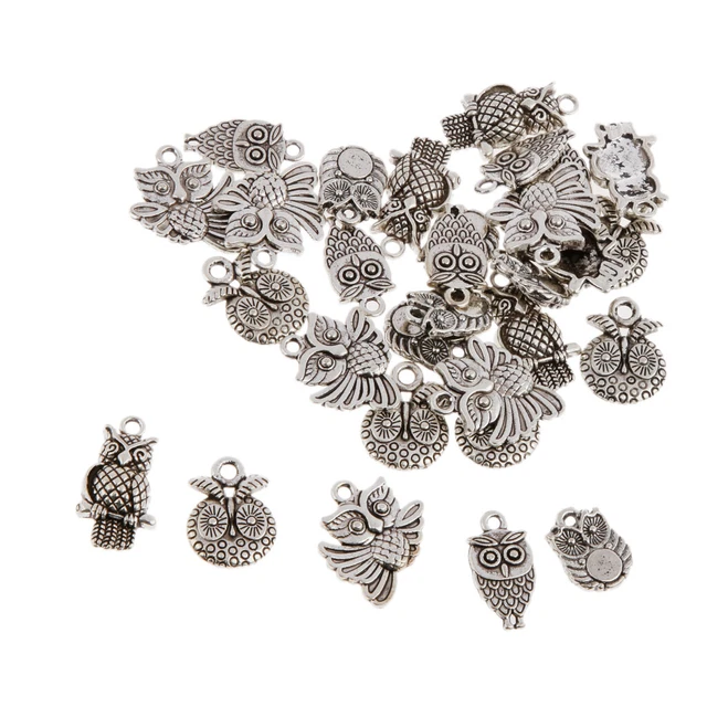 Mixed Tibetischen Silber Eule Charms Anhänger Perle DIY Schmuck Machen 3