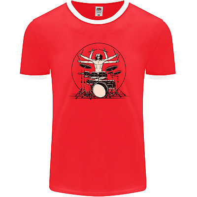 Virtruvian Drummer Funny Drumming Drum Mens Ringer T-Shirt FotL