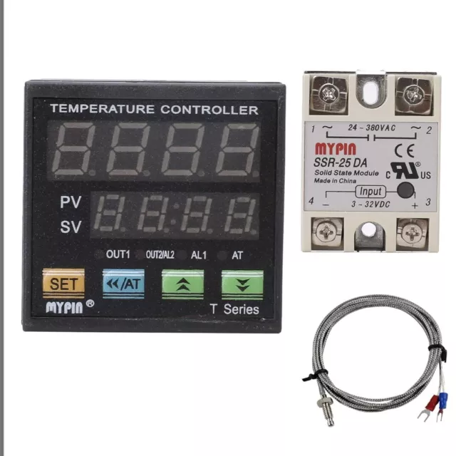 Digital PID Temperature Controller Alarm Relay Output TC/RTD TA4-SNR + SSR-25 DA