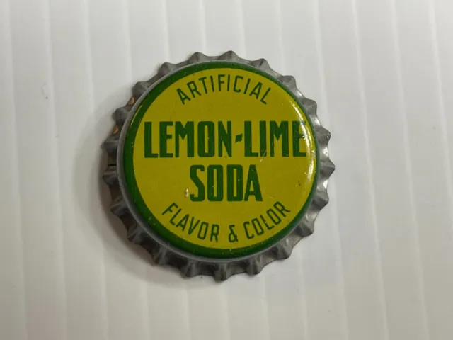 Vintage Lemon-Lime Soda Bottle Cap - *Cork Back* (Yellow / Green)