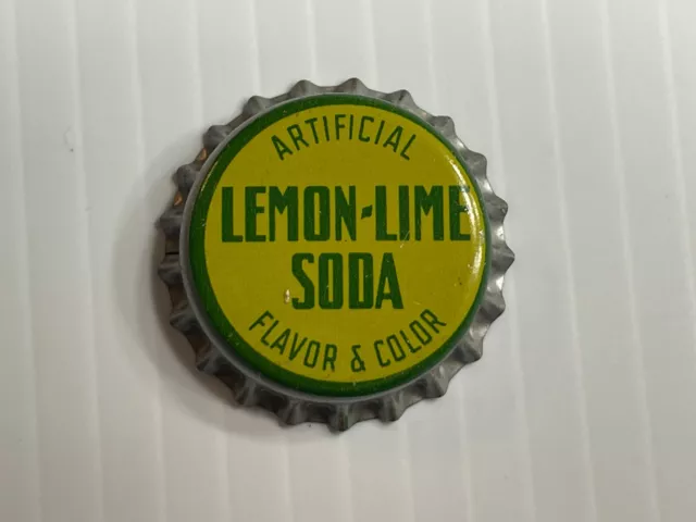 Vintage Lemon-Lime Soda Bottle Cap - *Cork Back* (Yellow / Green)