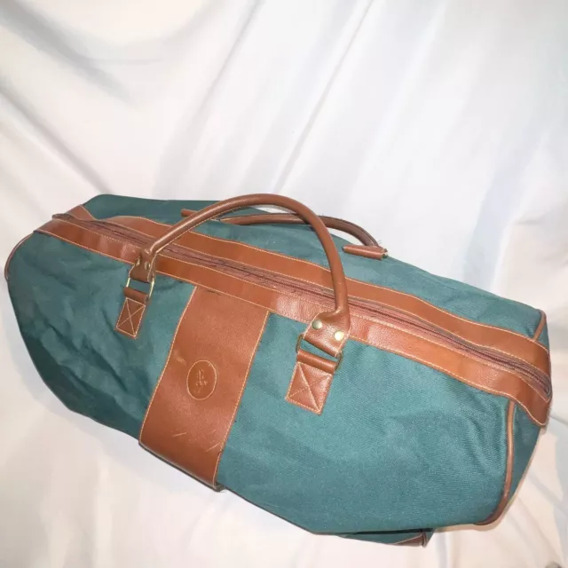 Vintage 90s Hunter Green Ralph Lauren Polo Travel Duffle Bag Weekender 22”