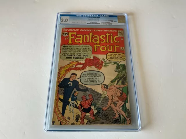 Fantastic Four 6 Cgc 3.0 Doom Sub Mariner Read Cgc Label Note Marvel Comics 1962