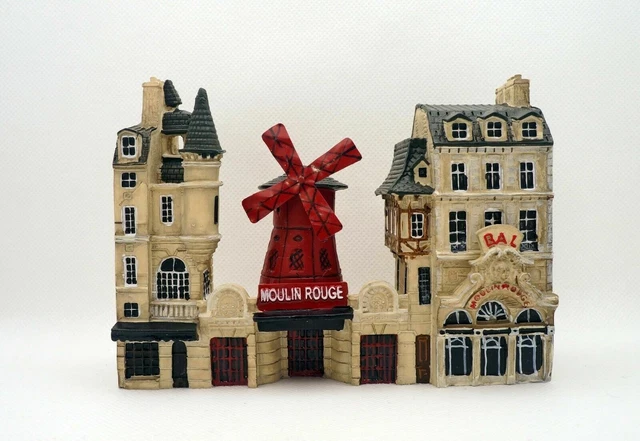New J Carlton by Gault French Three Miniature Paris Building Moulin Rouge Facade