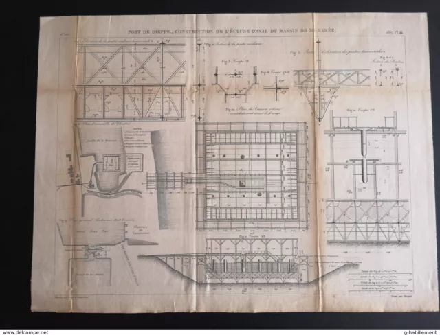 ANNALES DES PONTS et CHAUSSEES (Dep 76) - Plan du Port de Dieppe - Macquet 1887