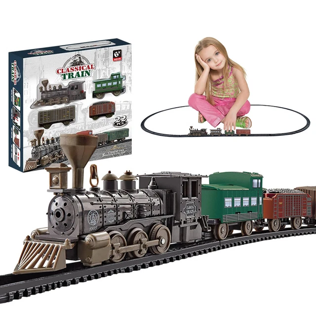 ELECTRIC LARGE CLASSIC Train Set Rail Track Carriages Kids Vehicle Toy