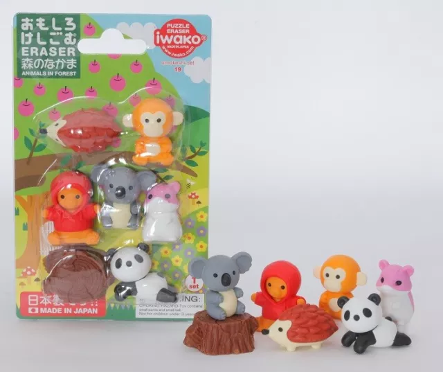 Novelty Japanese Animal Erasers Rubbers - IWAKO Eraser Blister Sets