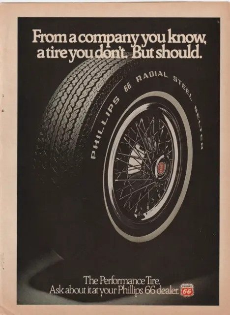 1975 Phillips 66 Dealer Tire Print Ad Radial Steel Belted The Performance Ask!