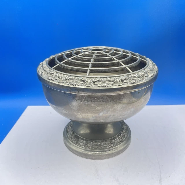 large rose posy bowl flower frog vintage EPNS silver plated Grate Urn Vase