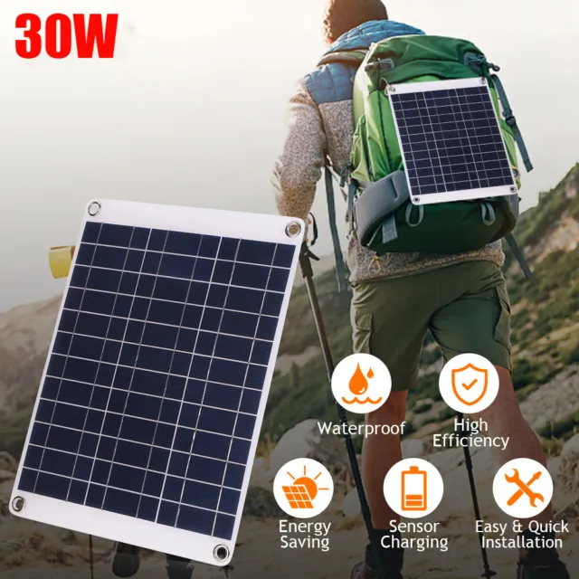 30W Solar Power Panel Kit 5V Trickle Charger Battery Charger Phone Boat RV Car