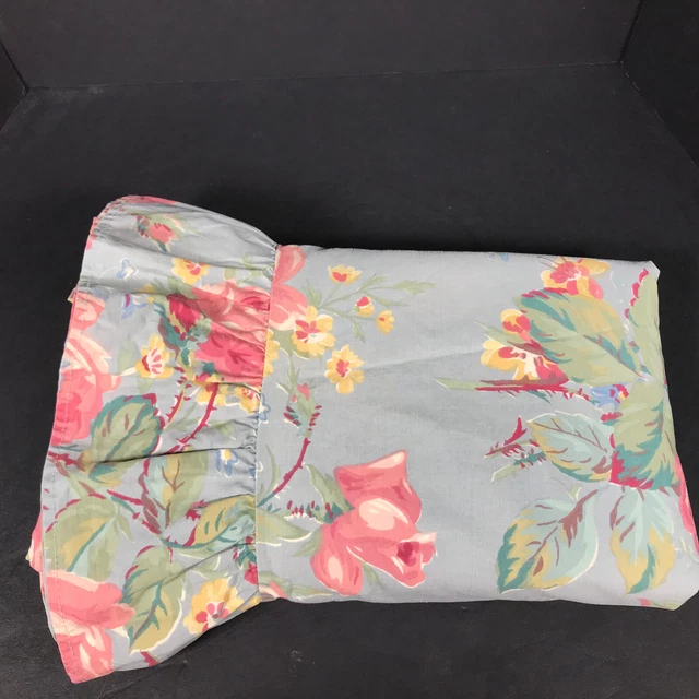 Funda de almohada con volantes estándar azul rosa floral azul vintage Ralph Lauren Garden Rambler