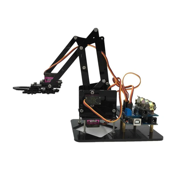 Kit Bras Robotique 4 DOF En Bois - Avec 4 Servos SG90 - Modèle SNAM1500 - Pour DIY Et Apprentissage