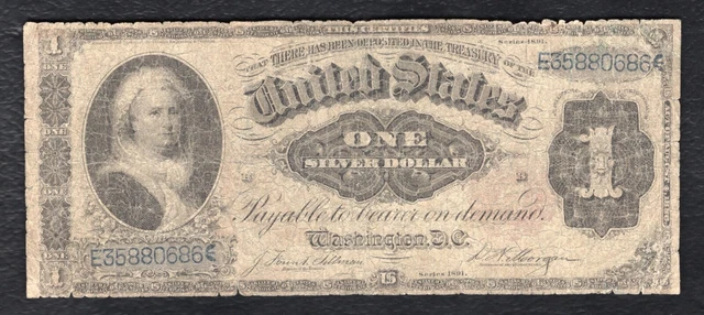 Fr. 223 1891 $1 One Dollar “Martha” Silver Certificate Currency Note (C)