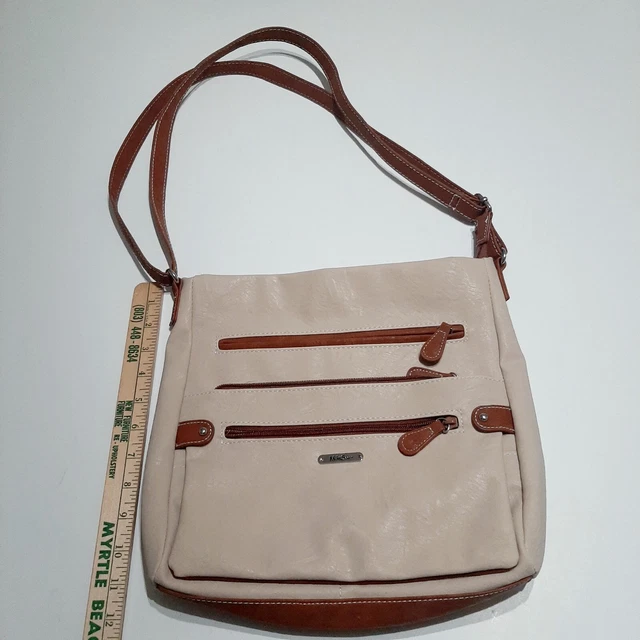 MultiSac Zippy Triple Compartment  Beige & Brown, Trendy Crossbody HandBag!