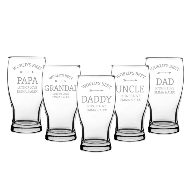 Personalised Fathers Day Engraved Tulip Pint Glass Dad Birthday Gift World Best