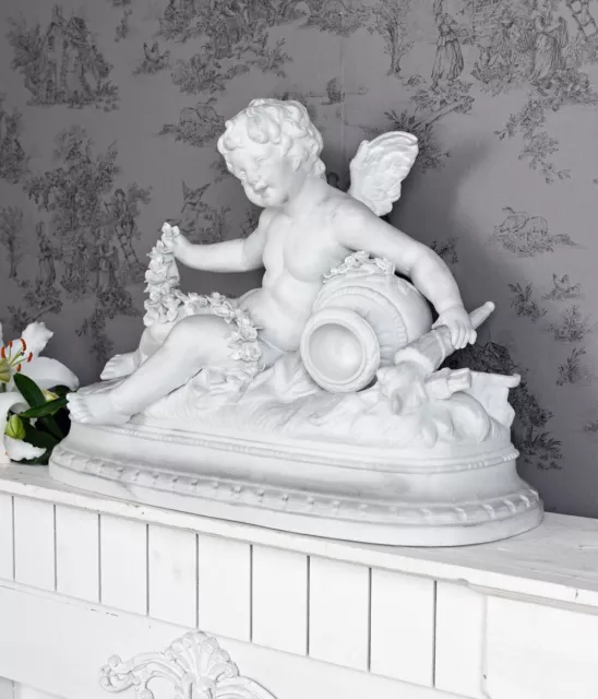 Amor Skulptur Keramikengel Antik Cupid Kaminfigur Engelfigur Shabby Chic Statue 2