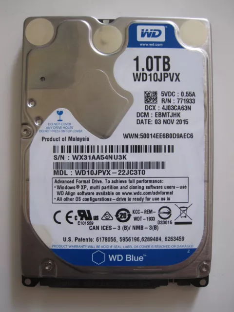 disque dur pc portable WD Blue 1.TB  WX31AA54NU3K 2.5 Original