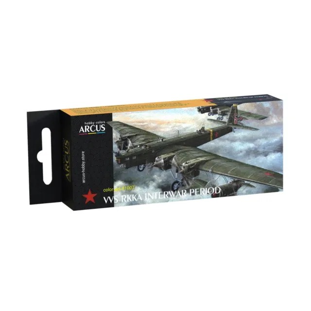 Arcus #E1007 Enamel Paint Set VVS RKKA Interwar Period 6colors10ml for Model Kit