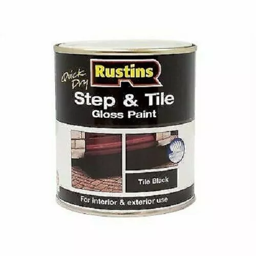 Rustins - Quick Dry Step and Tile Paint GLOSS- BLACK - 250ML / 500ML / 1L