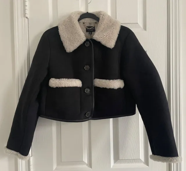 J. Crew Collection limited-edition cropped shearling jacket black leather S NWT