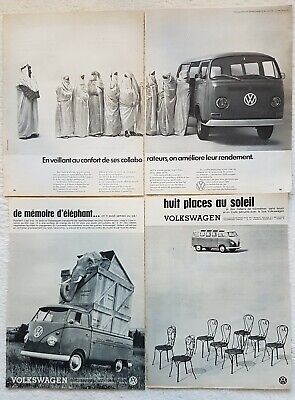 VOLKSWAGEN combi - minibus - LOT  de 3 PUBLICITE - AD 1960's et 72   Réf : 120