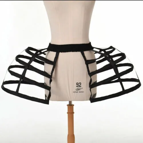 Women Double Hoop Skirt Pannier Crinoline Gown Underskirt Dress Cage Bustle