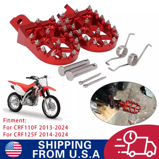 Foot Pegs Dirt Bike Footpegs Foot Pedals For CRF110F 2013-2024 CRF125F 2014-2024
