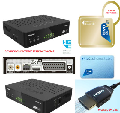 Amiko Decoder Satellitare Compatibile Tivusat Tivu Sat Tessera Tvsat Non Inclusa Nuovo 