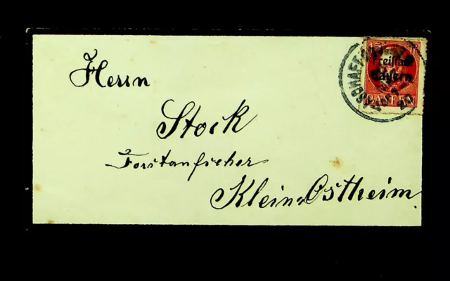 Deutschland Bayern 1920 Post WWI 15pf Auf Mourning Abdeckung Von Aschaffenburg