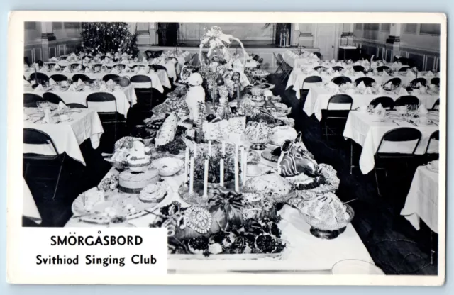 Chicago Illinois lL Postcard RPPC Photo Smorgasbord Svithiod Singing Club c1930s